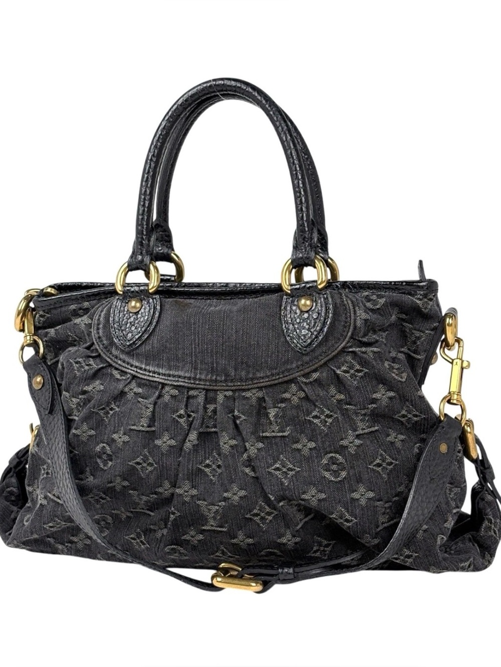 Louis Vuitton Neo Cabby MM Black Denim Shoulder Bag